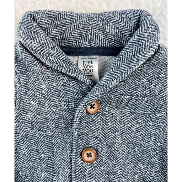 CARTER’S • Black/White Herringbone Collared Cardigan - Picture 4 of 13